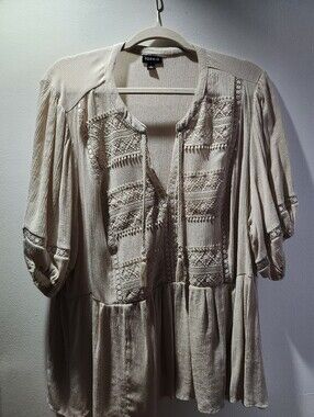 torrid Cream Crochet Peasant Tunic